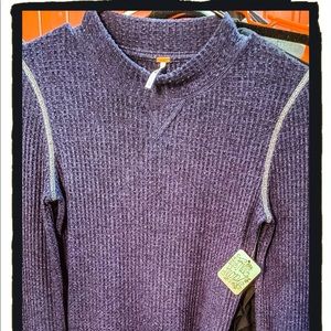 Free People NWT navy blue tie sleeve shirt-